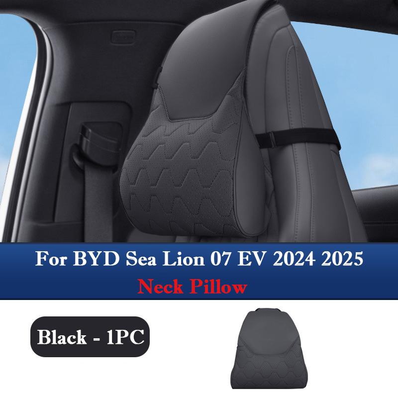 For BYD Sea Lion 07 EV 2024 2025 Leather Neck Pillow Headrest Waist Support Pillow Seat Cushion Car Interior Seat Accessories