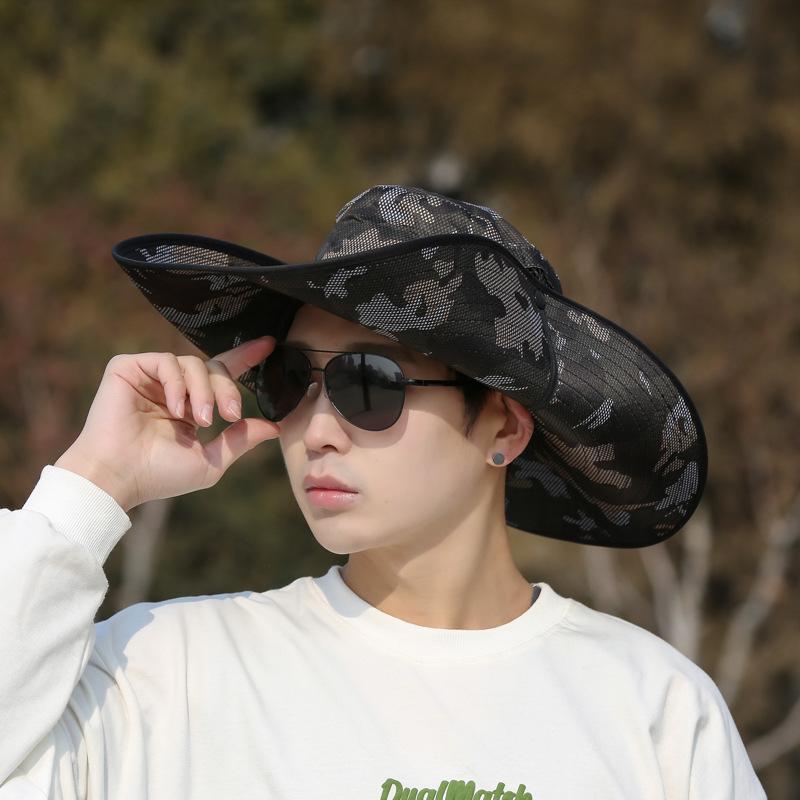 15cm large brim men sun protection sun hat k-stylehiking sun hat outdoor bennie fisherman hat