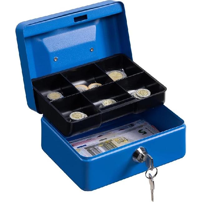 

Petty Cash Tin Steel Money Safe Box with Lock 2 Keys - Black