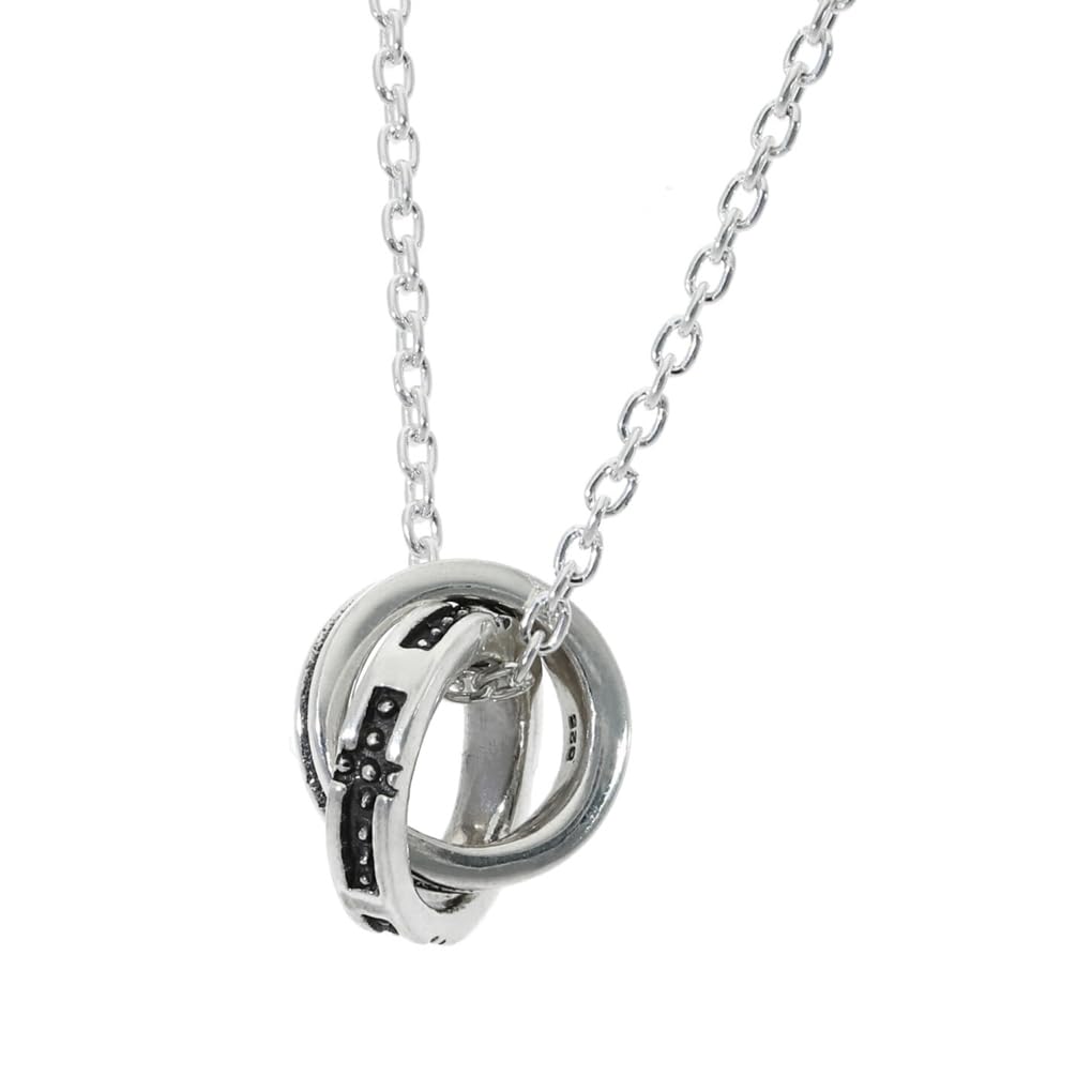 

Gin no Ring Pendant Double Cross Necklace with Chain Silver 925 Silver Simple Hoop Round Cross [Shinjuku Kura]