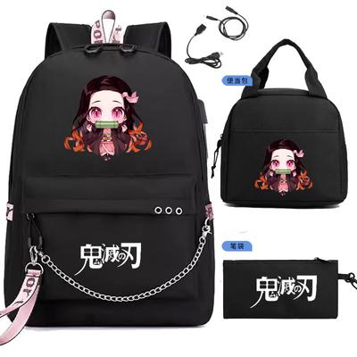 Japón dibujos animados cómics Demon Slayer Anime Mochila Escolar Estudiante Conjunto de Tres Piezas 0020