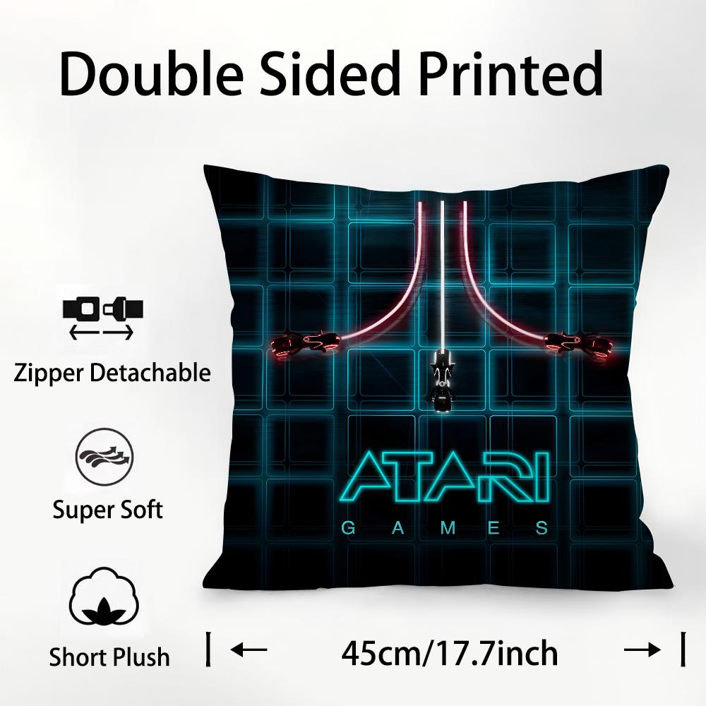 A-AtariS Game Logo Pillow Case Plush Fabric Soft Double Sided Print Sofa Cushion Cover Throw Pillow Covers