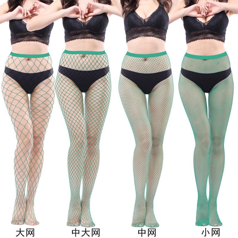 Women Sexy Solid Hollow Out Lace Plus Size Fishnet Long Pantyhose