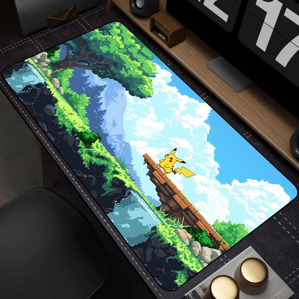 Anime Pokemon Pikachu Cherry Blossom Large Desk Pad Extended NonSlip Mouse Mat for Girls