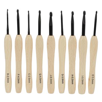 9PCS Agulhas de Crochê DIY Artesanato Agulha de Crochê Ergonômica com Cabo de Madeira para Amante de Crochê para