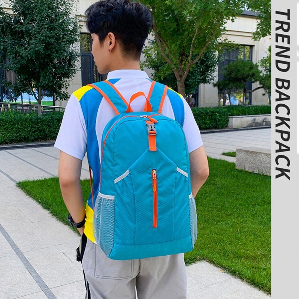 Zipper Lightweight Nylon Bag Large Capacity Foldable Backpack Waterproof   Unisex