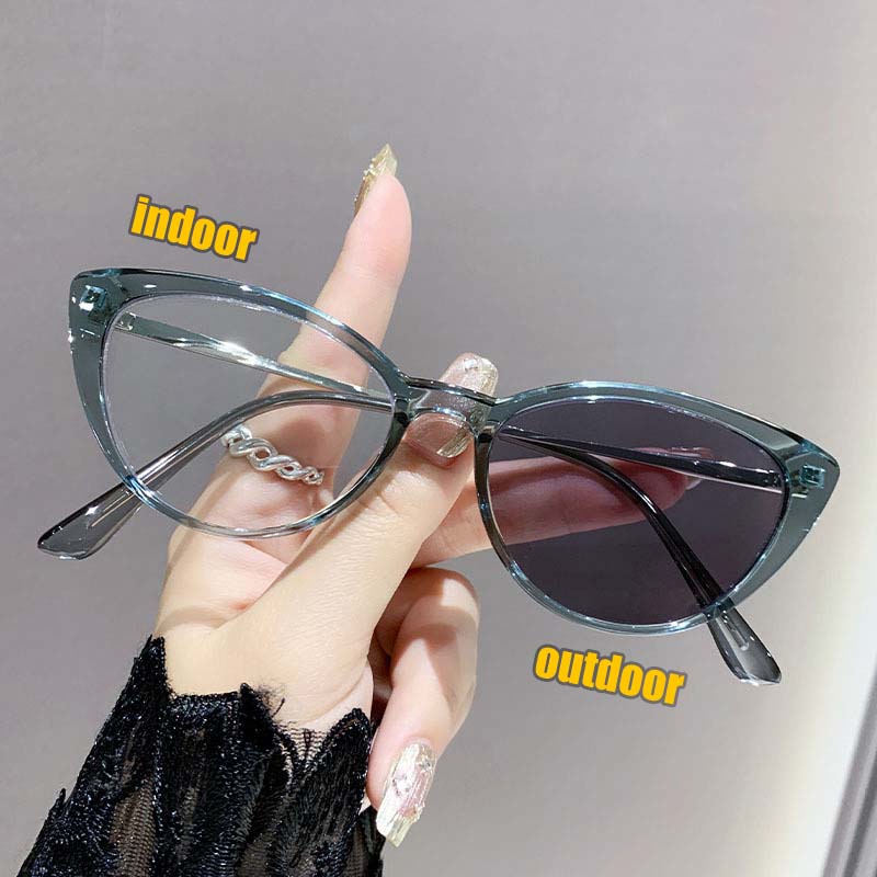 New Retro High-End Cat-Eye Frame Photochromic Myopia Glasses Anti-Blue Light Ultra Light Unisex Eyeglasses Diopter 0 To -4.0