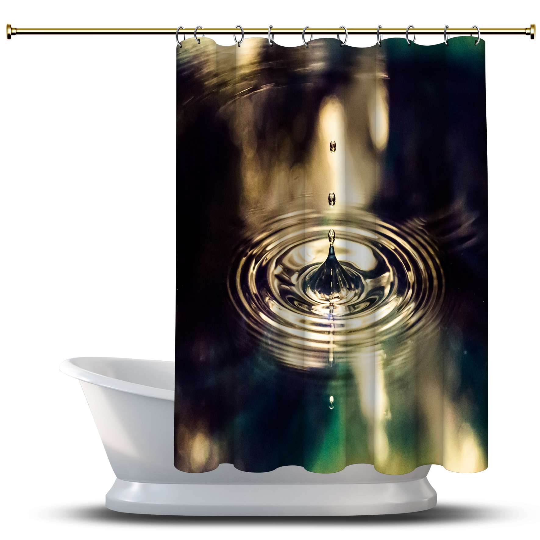 

Занавеска для душа с художественным рисунком / Водонепроницаемая для вашей ванны Украшения для ванной комнаты - Многомерный всплеск капель воды