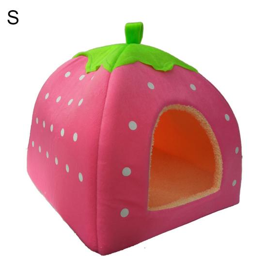 Strawberry Dog Puppy Cats Indoor Foldable Soft Warm Bed Pet House Kennel Tent