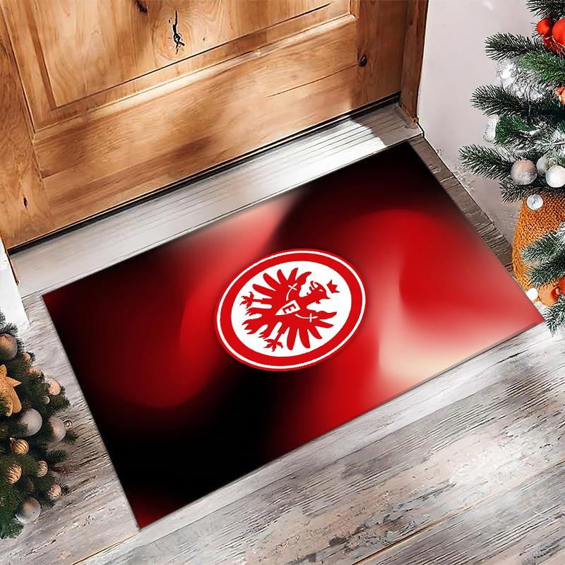 Eintracht Frankfurt Football Print Crystal Velvet Rug, Comfortable Water Absorbent Non Slip Indoor Floor Carpet