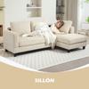 Chaise Longue Sofa 3-Seater L-Shaped Upholstered in Corduroy Padded Seat and Backrest 214x134x87 cm Beige
