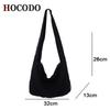 HOCODO Fashion Ladies Messenger Bag Large Capacity Shopping Bag Unisex Canvas Student Shoulder Bag Solid Color Handbag Women