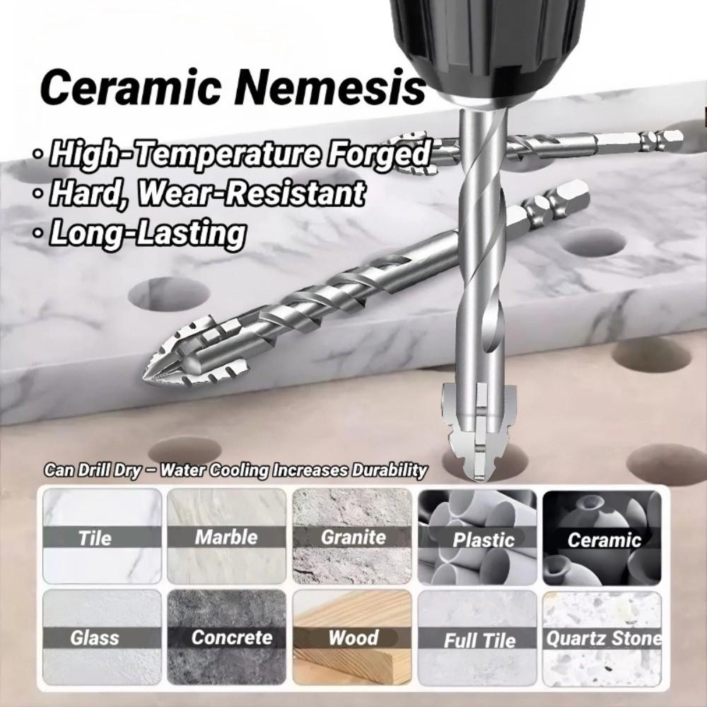 Serrated Tile Drill Bit Skewed Head Hexagonal Shank Drill Bit Set  Drilling Tool