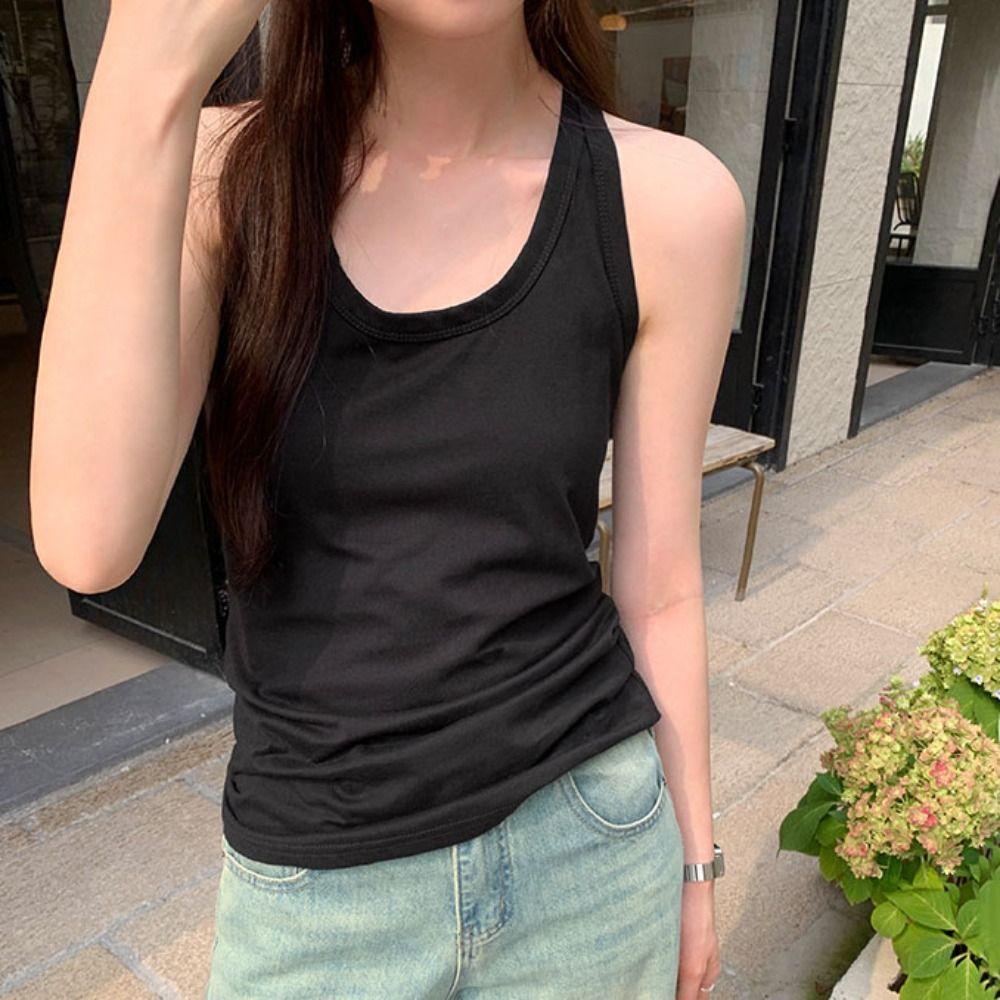 Rundhals-Westentop Mädchen Einfaches Trägertop für Damen Einfaches Ärmelloses Crop-Top Dame