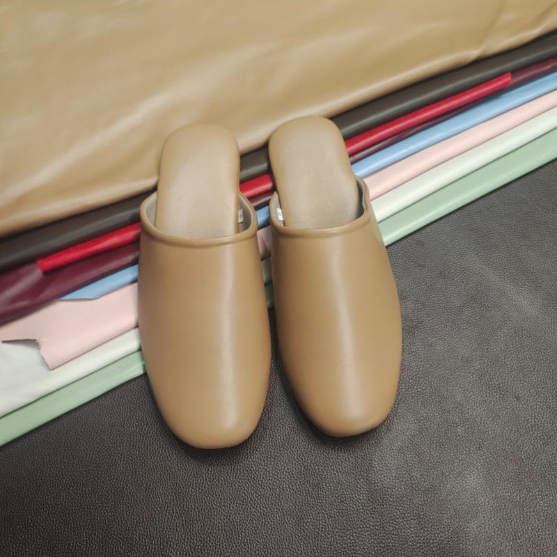 Spring & Autumn Lambskin Leather Slippers - Japanese Style Indoor Couple Slippers for Home & B&B Vacations