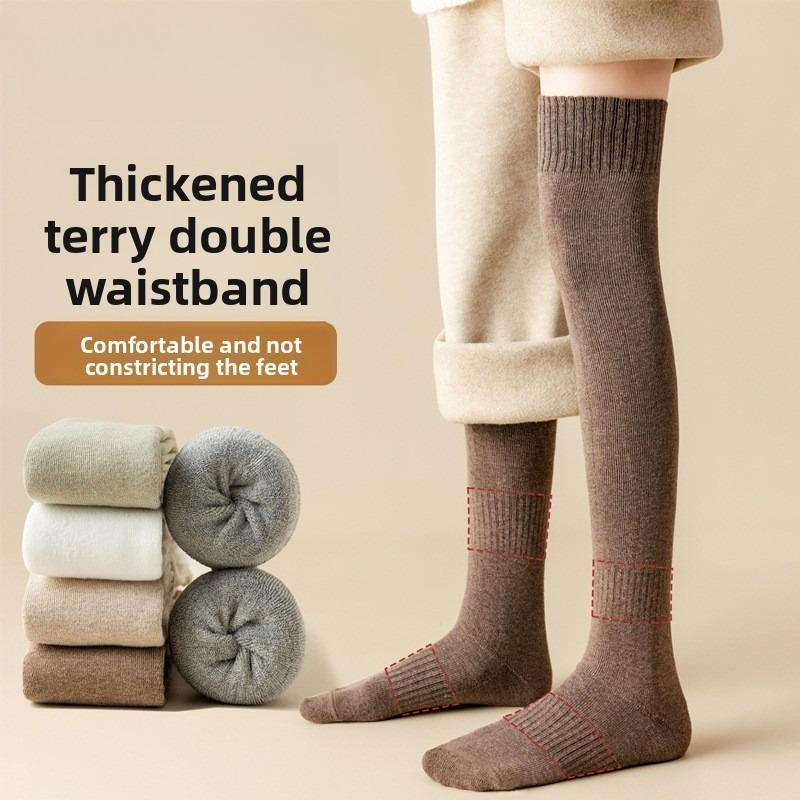 Female Autumn and Winter Thick Hair Ring Warm and Cold Waist Not Frozen Feet Calf Socks