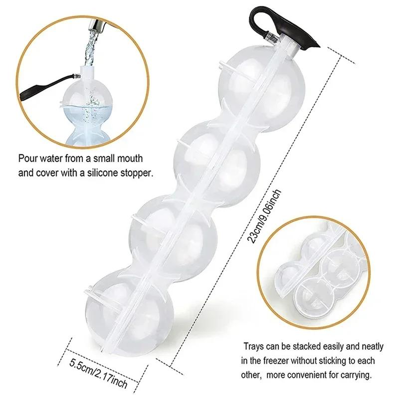 4-Loch-Eiswürfelbereiter, runde Eishockeyform, für Whisky, Cocktail, Wodka, Kugel, Eisform, Bar, Party, Küche, Box, Sahnebereiter, Werkzeug