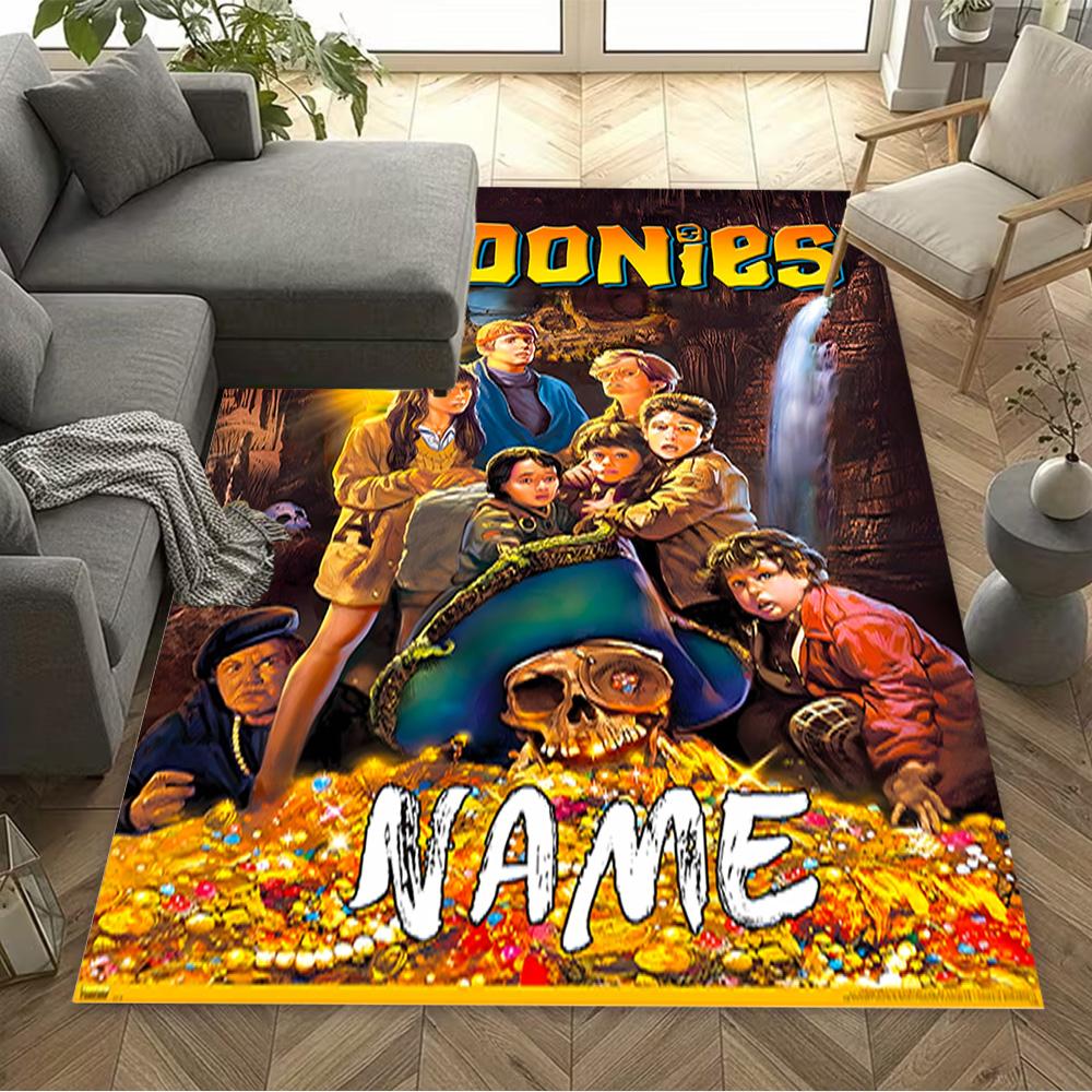 Goonies Adventure Begins Personalized Name Area Rug Perfect for Dormitory Outdoor Game Room Dining Room Anti-slip Rug Anime Office Decor