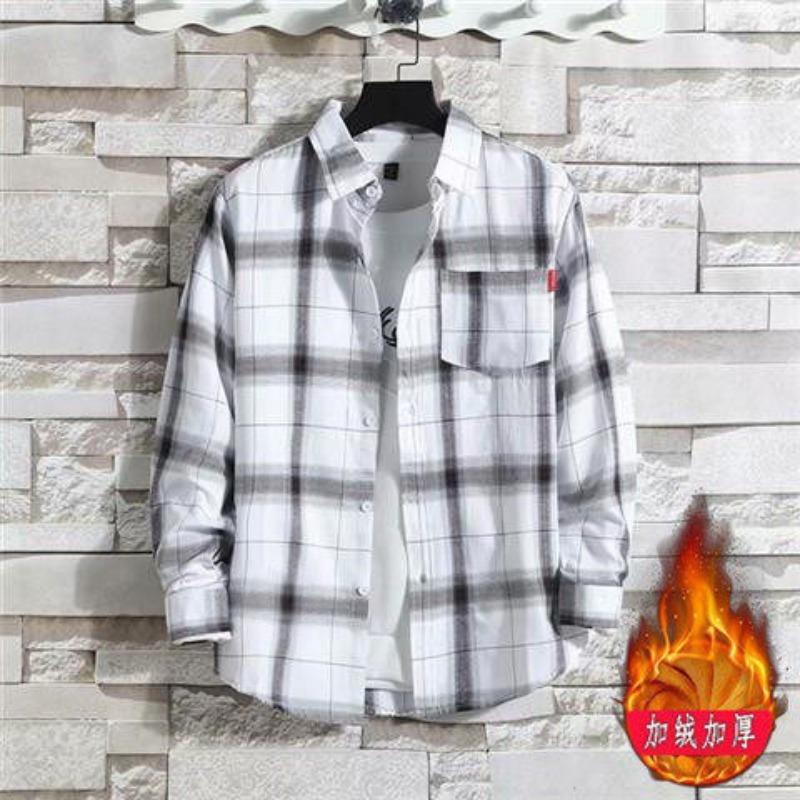 Thickened Warm Shirt Men's Plaid Casual Shirt