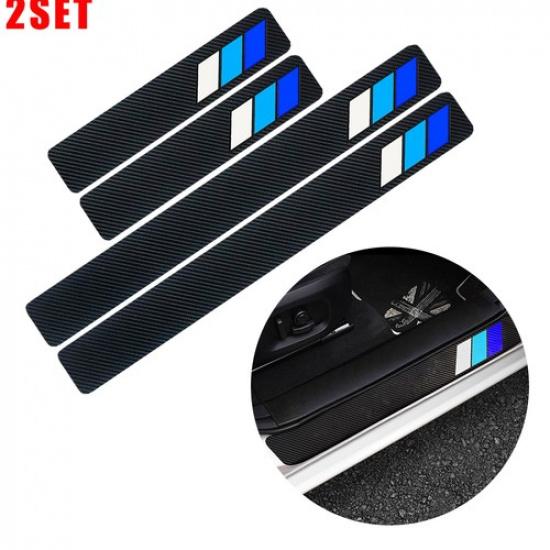 2Set 4Pcs For Door Car Toyota Plate Sill Cover Scuff Carbon Fiber Sticker Protec