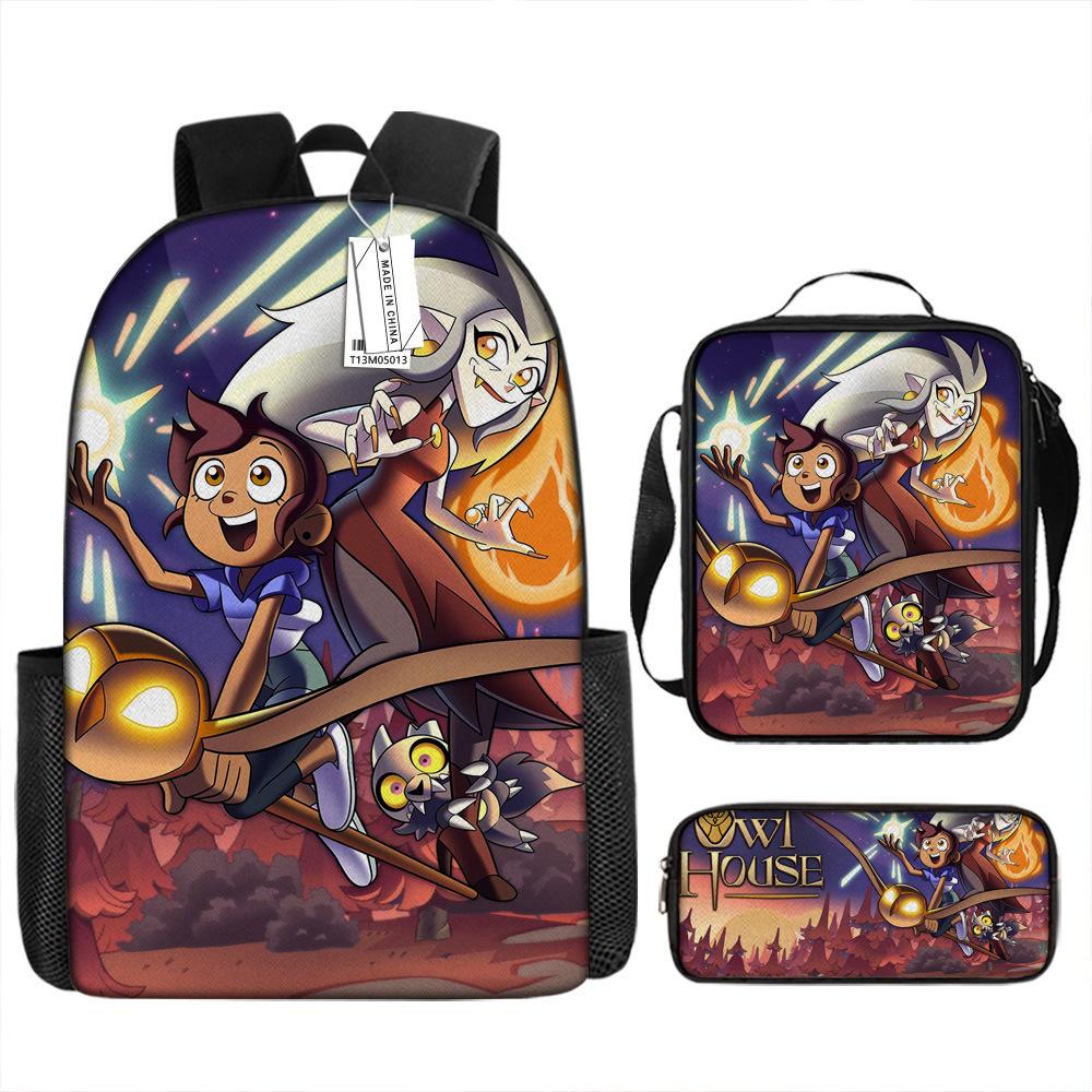 Luxury Novelty Peculiar Cool Owl Magic Club 3D Print 3pcs/Set Pupil School Bags Laptop Daypack Backpack Lunch Bag Pencil Case