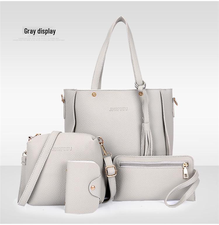

2025 Lychee Grain Four-Piece Women s Handbag Set: Chic, Versatile, and Spacious for European and American Styles серый