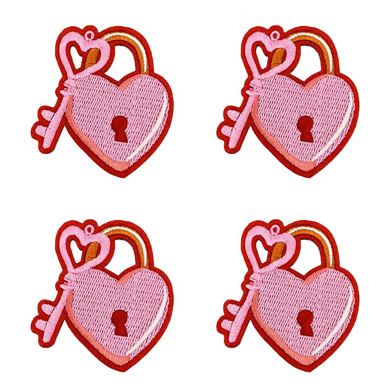 10PCS/lots Valentine's Day Embroidered Patches Pink Love Heart Patch Iron On Patches For Clothing Holiday Decoration Gift DIY