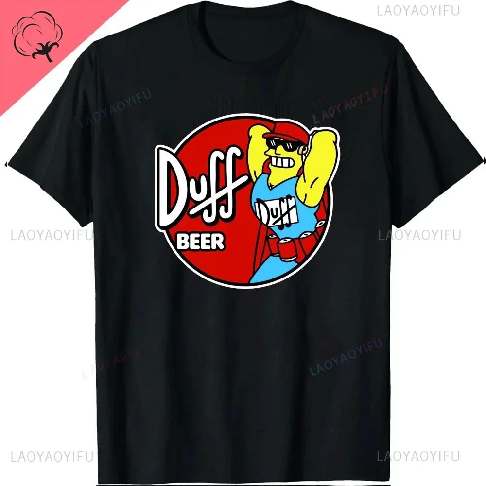 The Simpsons Duff Beer Circle Logo V2 TShirt Cotton Retro Street Fashion Mens Shirt Short Sleeve Design Printed Tshirt Tops