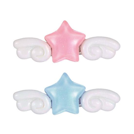 2Pcs Girl Hairpins Sparkling Ice Glitter Design Stars Angel Wings Decor Decorative Bang Hair Clips Hair Accessories