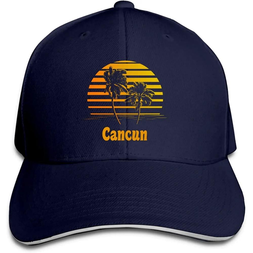 Cancun Mexico Sunset Palm Beach Unisex Baseball Cap Adjustable Hat Sandwich Cap Hip Hop Hats Trucker Dad Hats