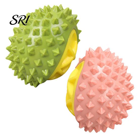 Dog Teething Toy Squeaky Durian Spiky Chew Teeth Non-toxic Cleaning for Aggressive Chewers Outdoor Training Fetch Game Long-lasting