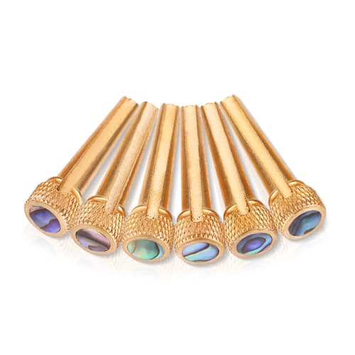 

6-Piece Acoustic Guitar Bridge Pin Set, Includes Brass and Bone Bridge Pins and Abalone Pins for Acoustic Folk Guitar