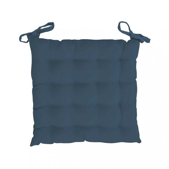 Padded Chair Top In Washed Microfiber 40x40x5 Cm BOHEME Duck Blue, by Soleil d'Ocre