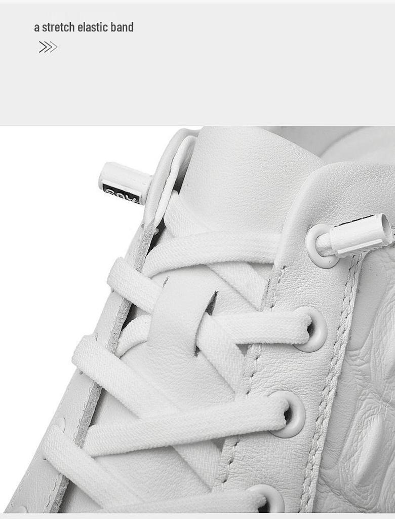 Men's Trendy Cross White Low-Top Cowhide Casual Shoes - Soft Sole, Korean Style