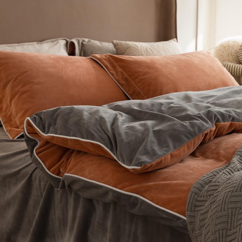 Mei Yun Ge High Weight Dove Velvet Double Splicing Warm Rolling Edge Craftsmanship Color blocked Single Duvet Cover