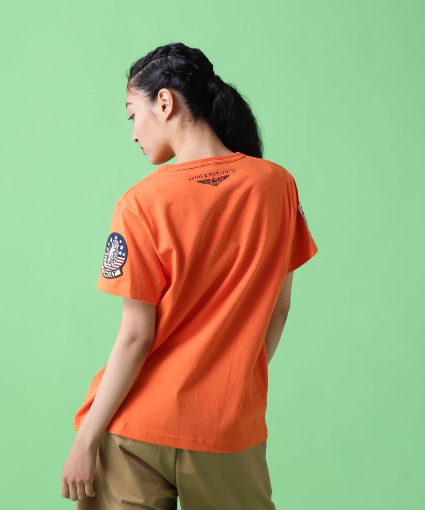 AVIREX TOP GUN WAPPEN CREW NECK Top Gun Patch Size L T-SHIRT (WEB&DEPOT Exclusive) T-Shirt, (150), Orange, 783-3934021