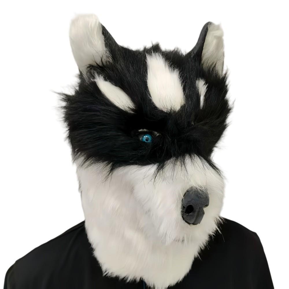 Plush Husky Head Mask With Funny Animal Costume For Halloween And Party Events