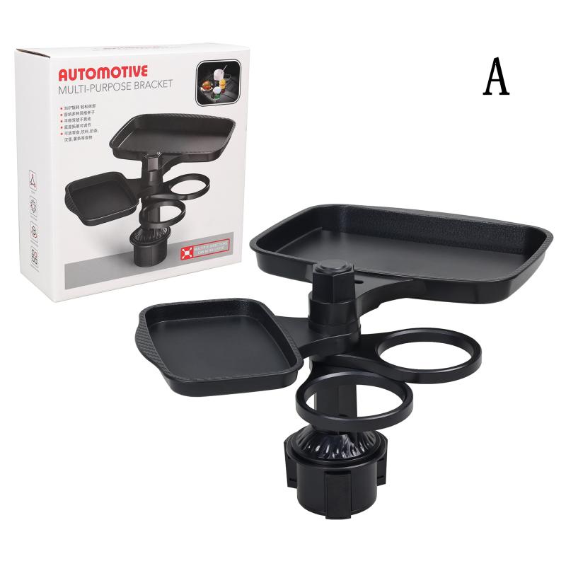 3-In-1 Detachable Car Cup Holder Tray-Expandable Food Table With 360° Rotating Design,Sturdy Base For Long Road Trips Table Tray