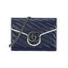 GG Marmont Vintage Silver Logo Color Block Chain Quilted Leather Mini Shoulder Bag Women Shoulder Bag Blue White 573807-0OLFN-4186