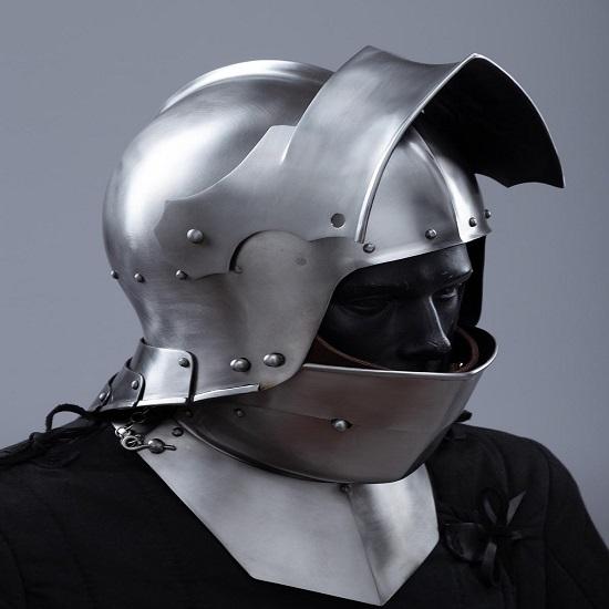 Medieval Gothic Knight Close Handmade Polished Steel Visored Armor Helmet