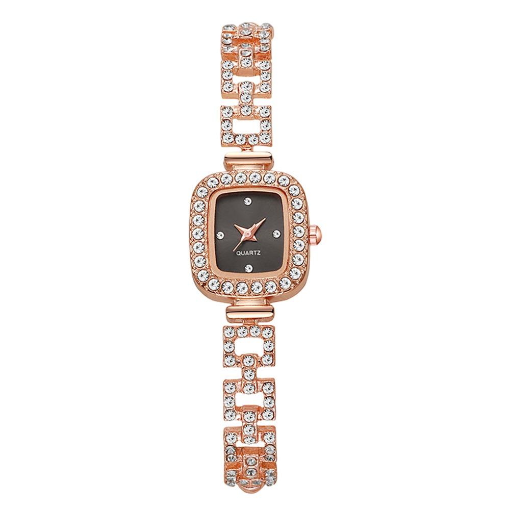 Luxury Diamond Inlaid Women s Diamond Watch Gold Stainless Steel Square Design Quartz Watch Rhinestone Bracelet Strap