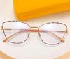 New Fashion Women Anti Light Blue Cat Eye Double Color Frame Glasses Trend Hight Quality Luxury Optical Computer Reading Glasses