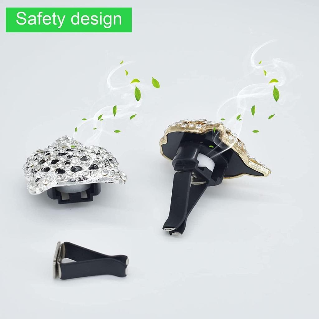 2PCs Golden Bling Leopard Air Freshener Vent Clip Rhinestone Car Decoration Interiors Accessory