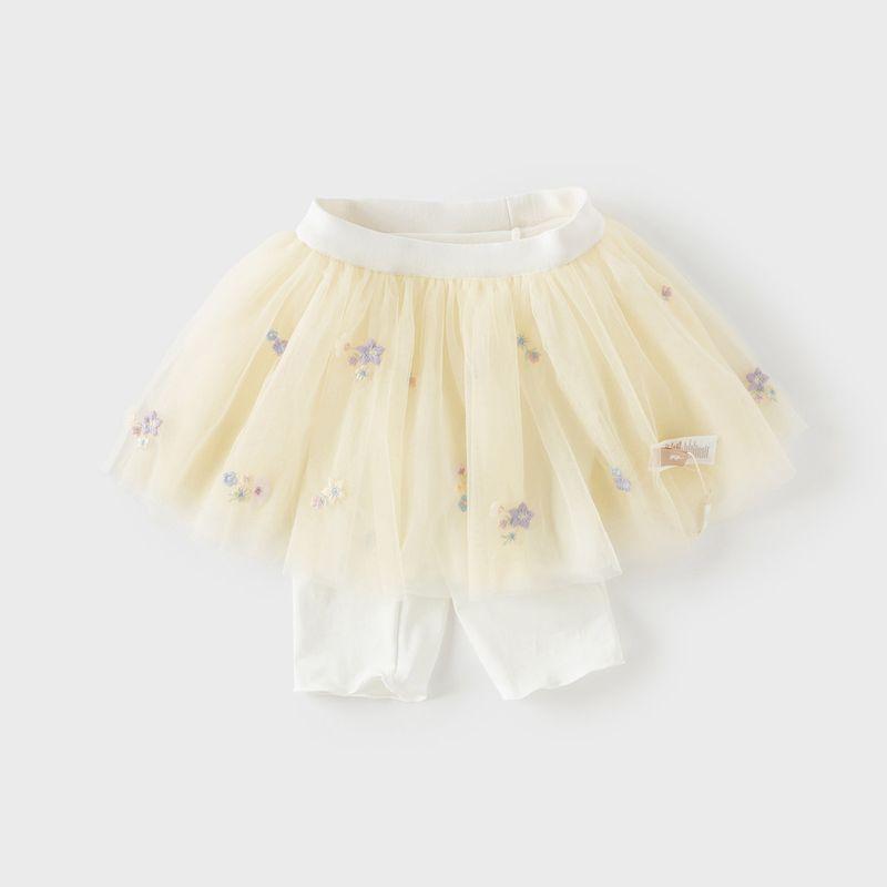 David Bella Children s Mesh Skirt Pants 2026 New Girls  Knit Knee-Length Leggings Girls  Summer Pants Vanilla Yellow [Ready in Stock] 140