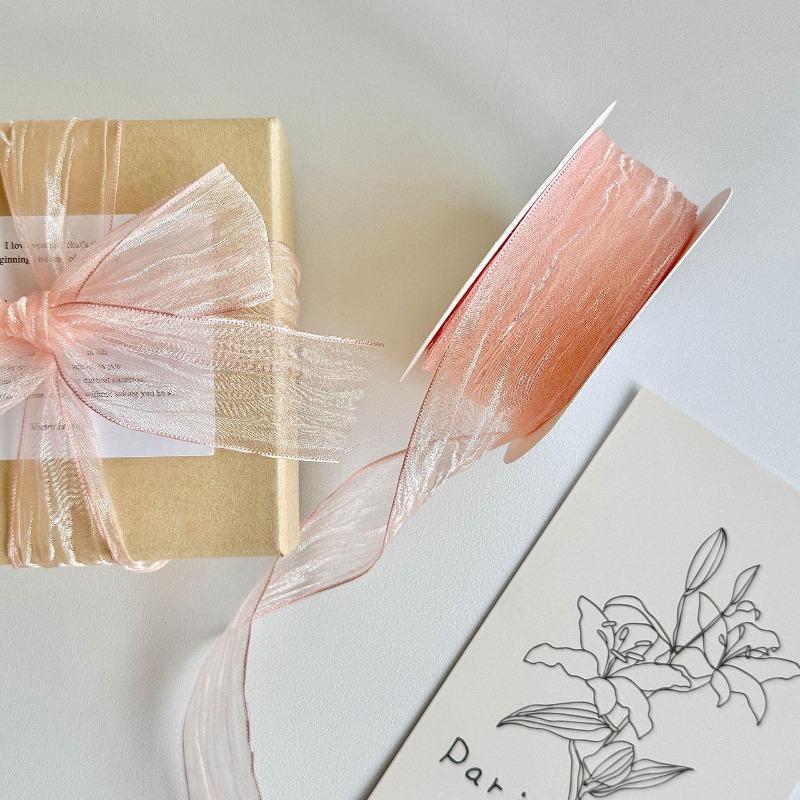 10 yards Rotolo di nastro di organza di colore pieno con bordo ondulato a coda di pesce per bouquet di fiori, regali, confezioni, decorazioni per feste di nozze