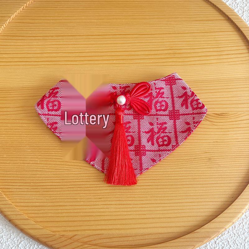 New Year Lucky Pet Scarf: Cute Triangle Shawl for Dogs & Cats in Chinese Style