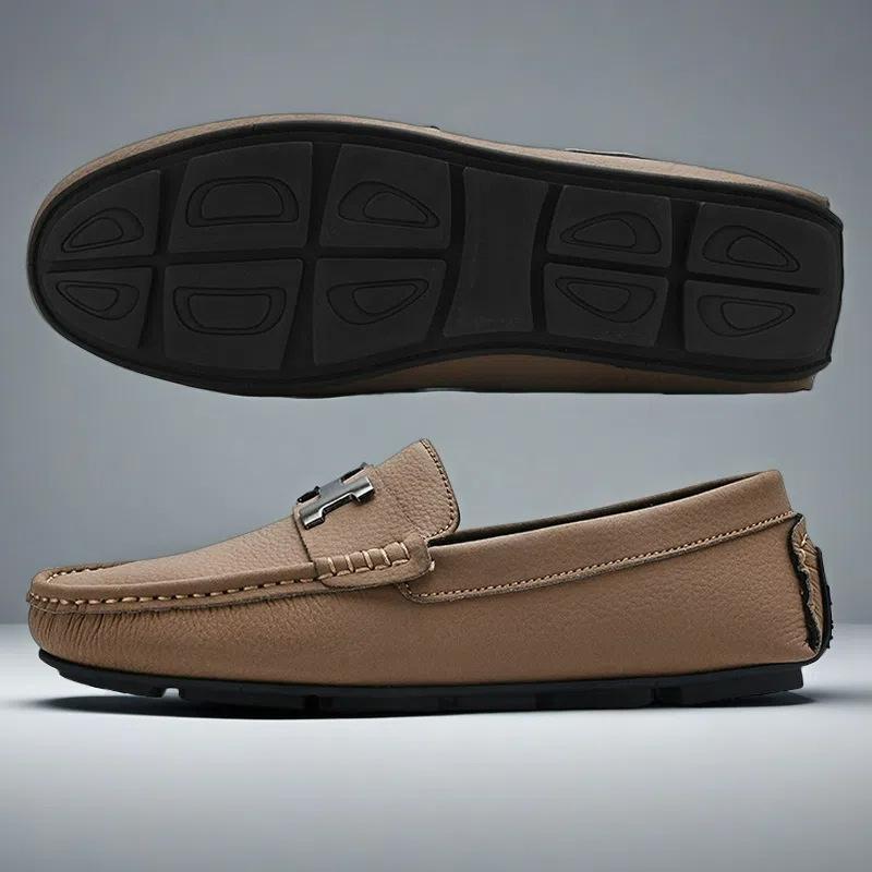 

Летние мужские туфли на плоской подошве для вождения, туфли Doudou с одной педалью, кожаные туфли с мягкой подошвой, повседневные, универсальные, стильные мужские туфли 39