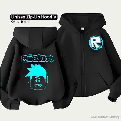 Roblox Çocuk Fermuarlı Kapüşonlu Sweatshirt 4-14 Yaş Arası Çocuklar İçin Çoklu Desen Seçeneği Unisex Hafif Fermuarlı Ceket HD Baskı Kolay Giyilebilir Sportif ve Günlük Stil Polyester