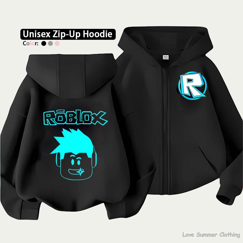 Roblox Kids Zip Hoodie for Kids Ages 4-14 Multiple Pattern Options Unisex Lightweight Zip Jacket HD Print Easy Wear Sporty and Casual Style Polyester