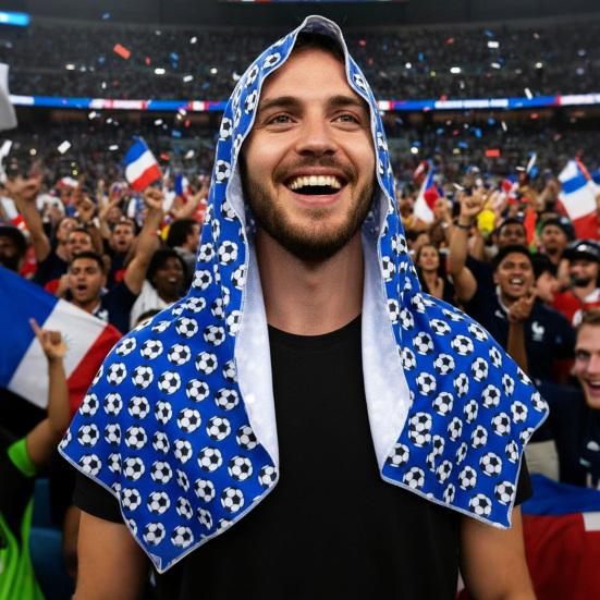 Football Print Cooling Hoodie Towel Sun Protection Ice Towel Summer Quick Dry Breathable Sports Party Head Wrap Shawl